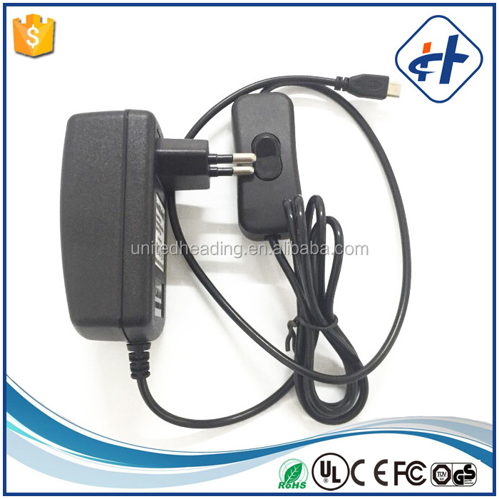 Switching type AC DC 12 Volt 500ma micro usb power adapter with on/off switch