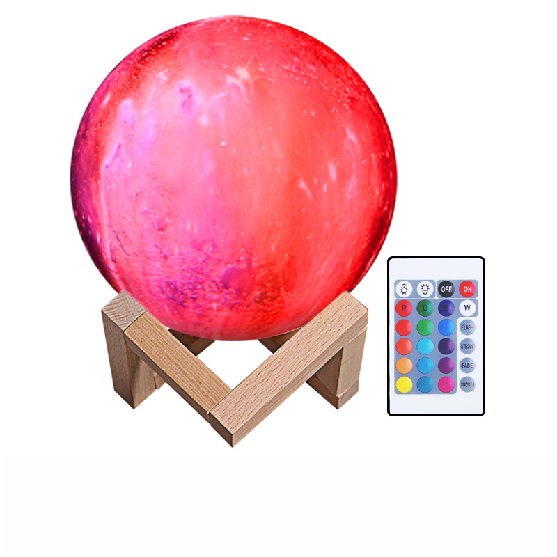 16 Colors RGB Dimmable Brightness Remote Touch Control Led moon night light 3D lunar lamp