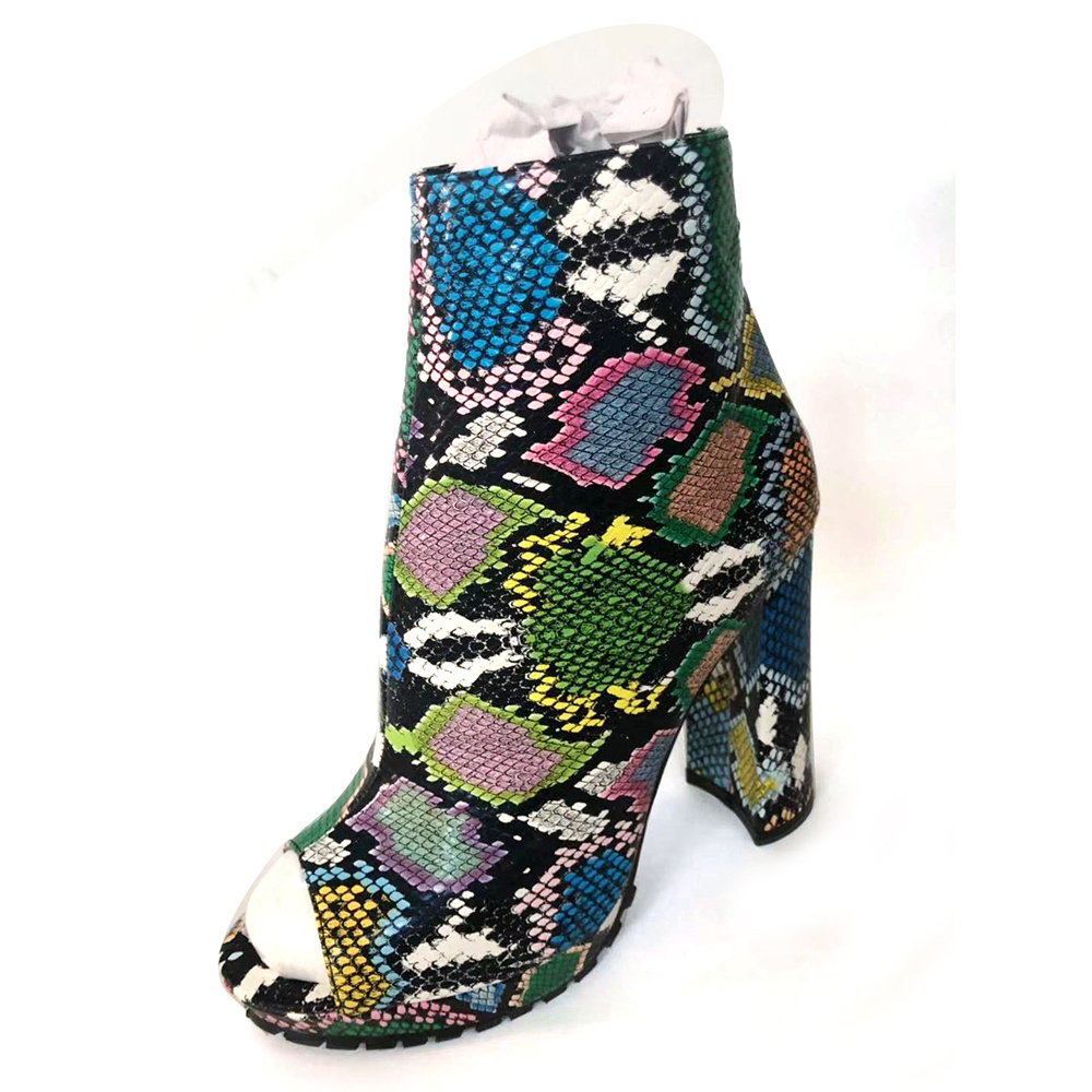 2022 women pu snake sexy shoes heel rainbow solid color night club shoes sandal heels for women women's boots heel