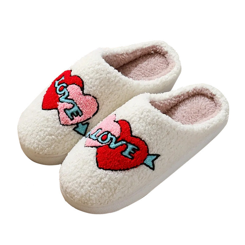 Hot Sell Slides Home Warm Smile Slipper Fur Slides Faux Fur Smile Happy Face Slippers Women Shoes Family Plush Slippers Custom