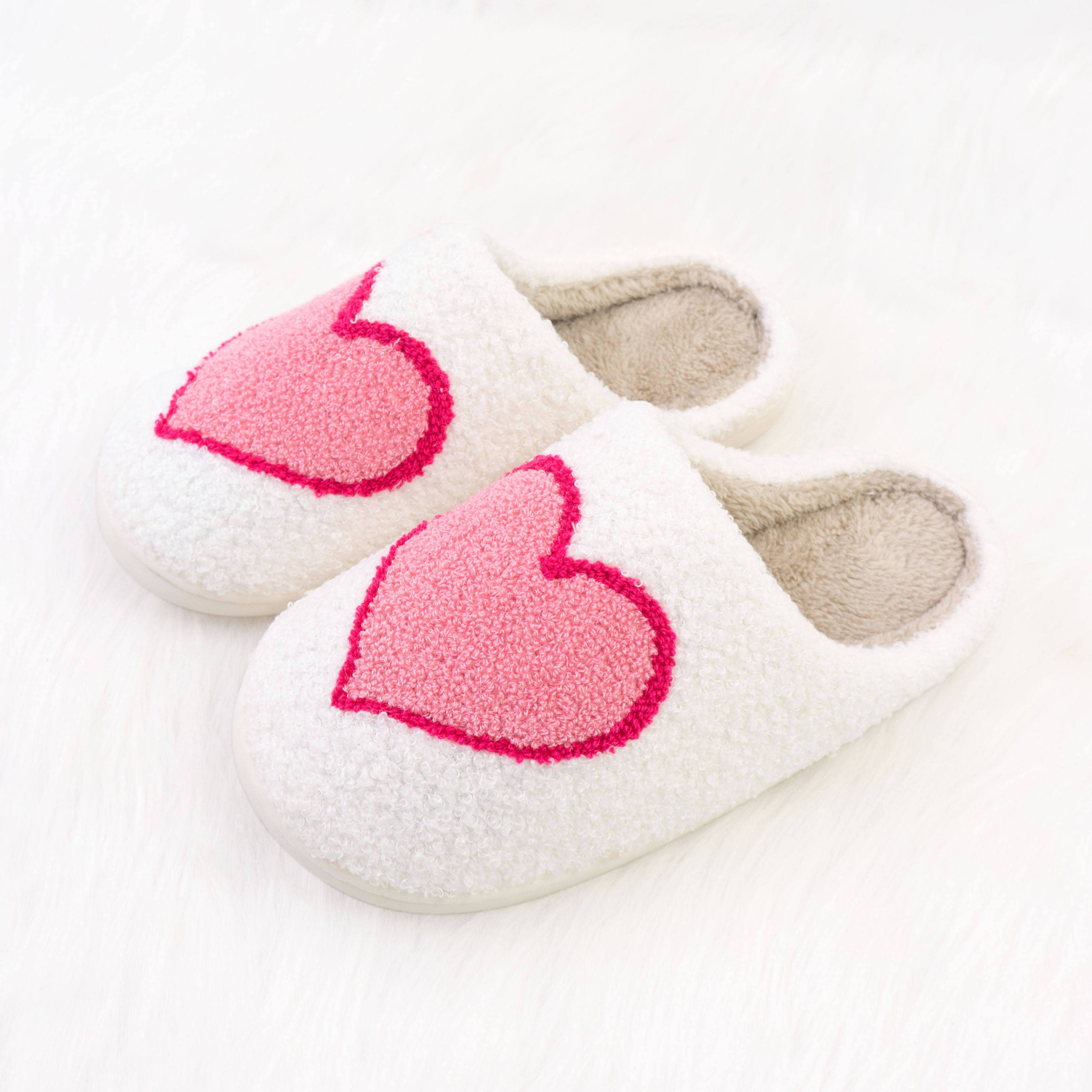 New comfortable soft unisex size pattern flower face slippers shoe PVC non-slip sole teddy velvet fur smile happy face slippers