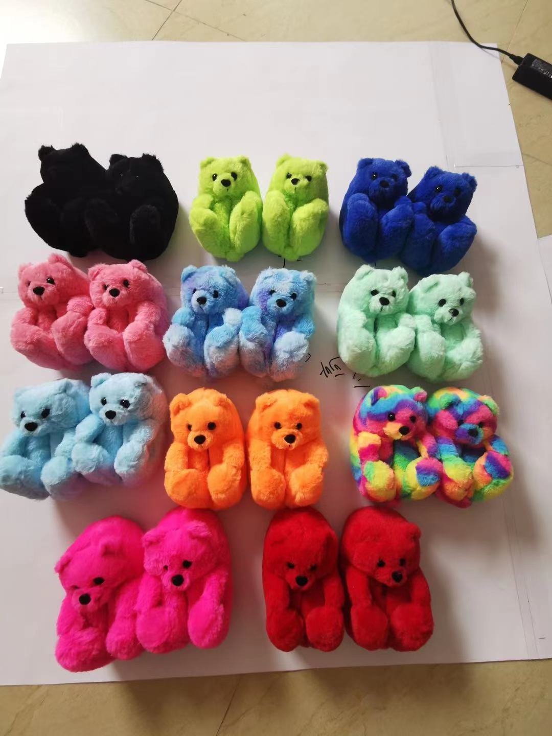 teddy bear slippers for kid 2022 new arrivals animal one size fits all plush house children toddler kids teddy bear slippers