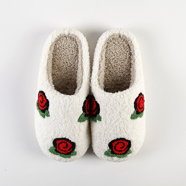 Wholesale Leopard Rose Heart Love Valentines Smile Face Ladies Winter Coddies Santa Slippers Furry Home House Indoor Slippers