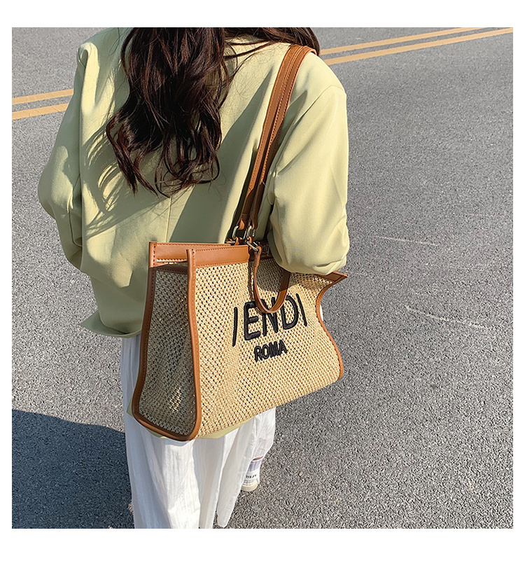 Fashion Trends Bags Ladies Designer Top Handle Strap Shoulder Handbag Large Straw Beach Travel Tote Bag