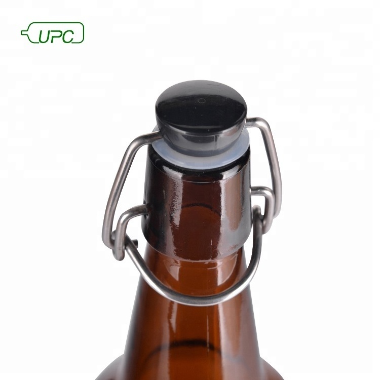 swing top amber beer glass bottles Wholesale home brewing amber clear beer glass bottle with airtight simple wire twist top lid