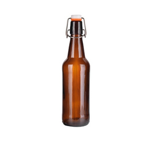 swing top amber beer glass bottles Wholesale home brewing amber clear beer glass bottle with airtight simple wire twist top lid