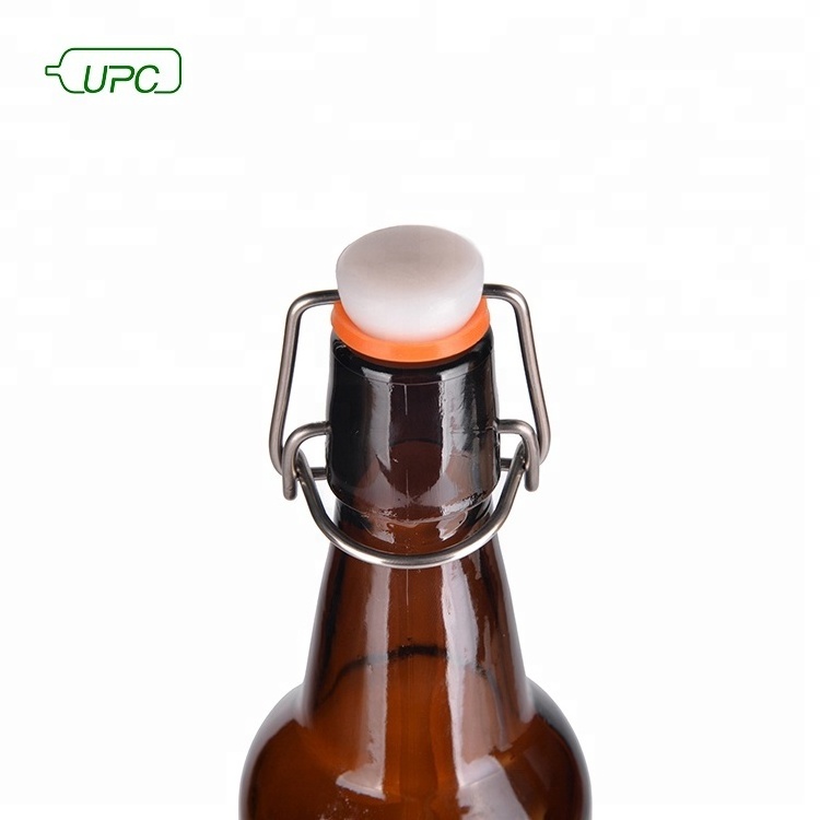 swing top amber beer glass bottles Wholesale home brewing amber clear beer glass bottle with airtight simple wire twist top lid