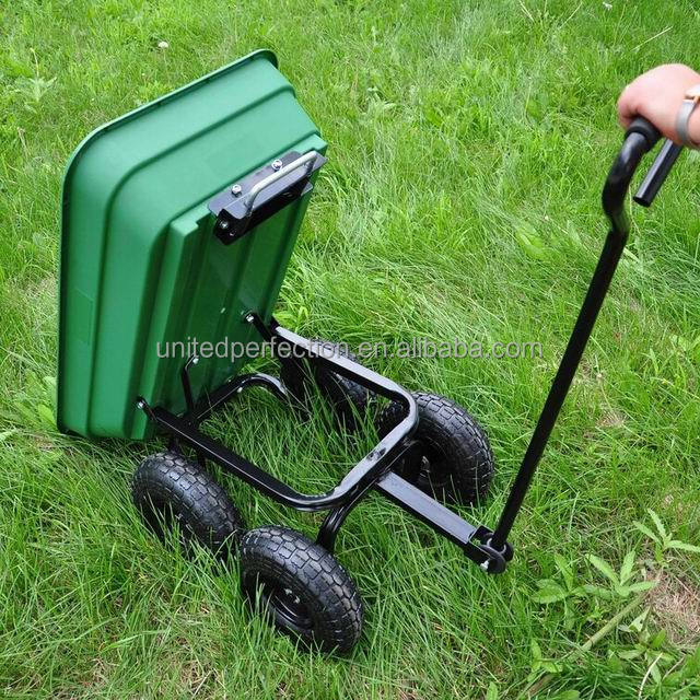 600-Pound Capacity Collapsible/wagon Steel Frame Wheelbarrow Outdoor Yard Tool Poly Garden Dump Cart with 10