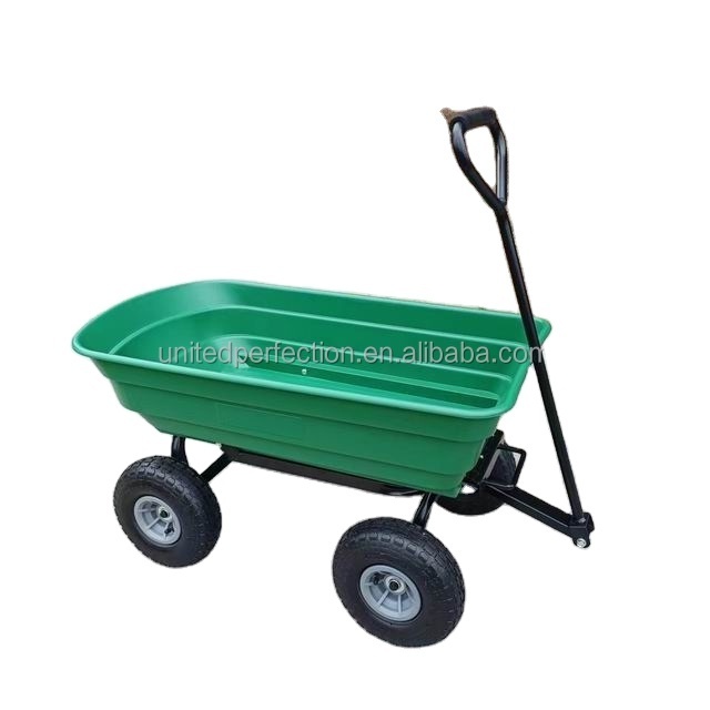 600-Pound Capacity Collapsible/wagon Steel Frame Wheelbarrow Outdoor Yard Tool Poly Garden Dump Cart with 10