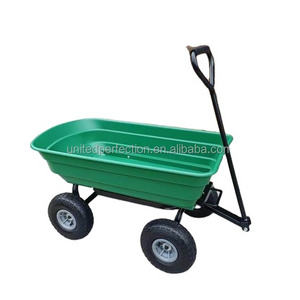 600-Pound Capacity Collapsible/wagon Steel Frame Wheelbarrow Outdoor Yard Tool Poly Garden Dump Cart with 10" Tires