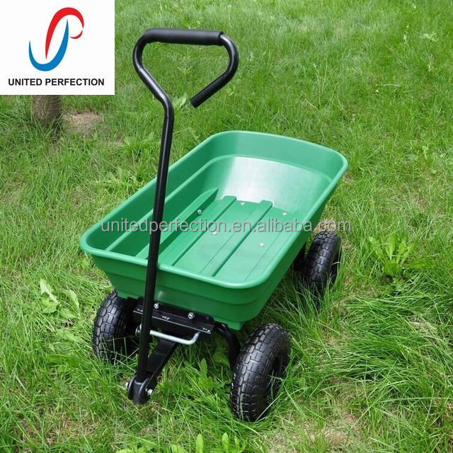 600-Pound Capacity Collapsible/wagon Steel Frame Wheelbarrow Outdoor Yard Tool Poly Garden Dump Cart with 10