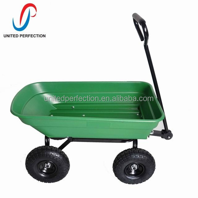 600-Pound Capacity Collapsible/wagon Steel Frame Wheelbarrow Outdoor Yard Tool Poly Garden Dump Cart with 10