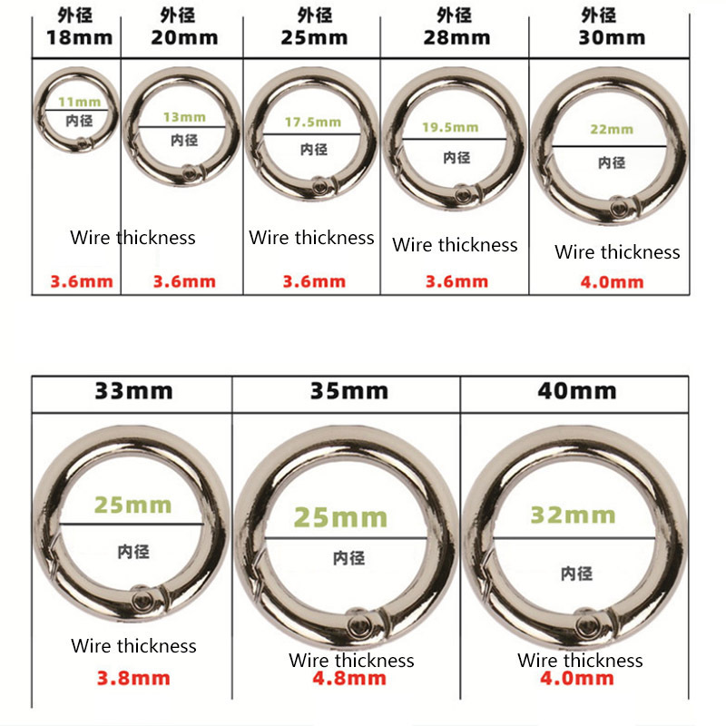 Wholesale 20/25/28/30/32mm Flat Surface Key Rings Chains Split Ring Hoop Stainless Steel Silver Double Loop Keychain