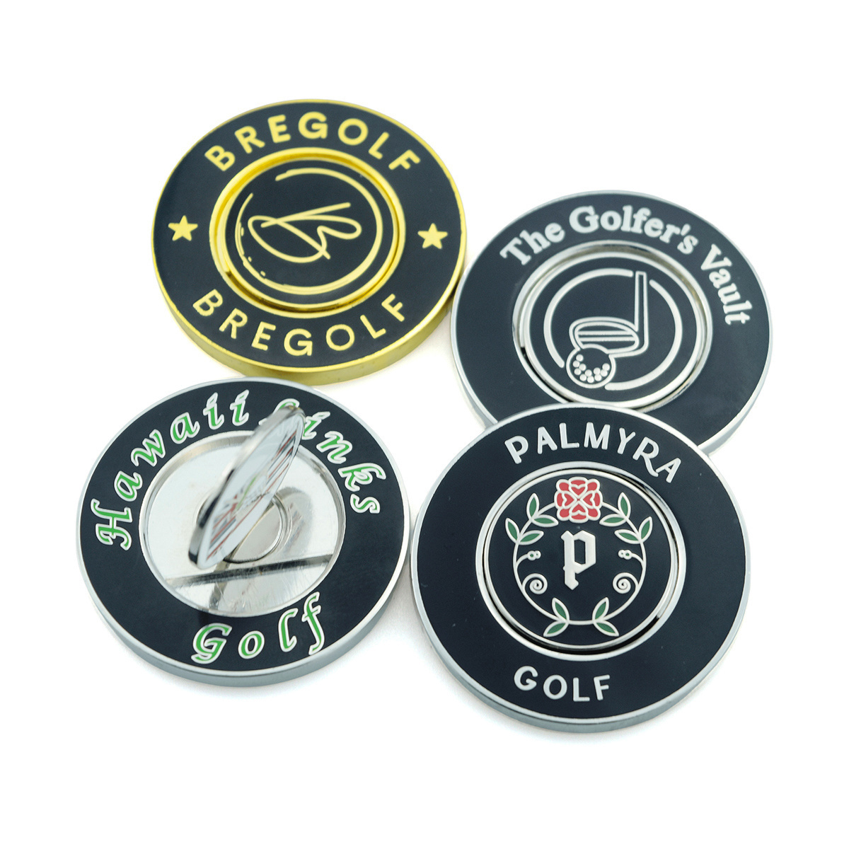 Customized metal challenge coins poker chips display with ball marker coin