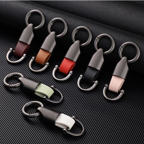 Car Key Tag Leather Chain Keyring Laser Printing Logo Pu Leather Keychains