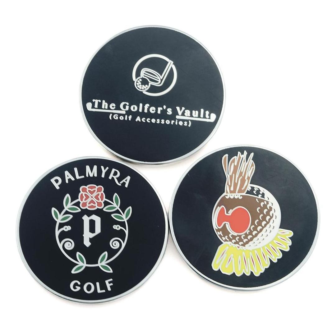 Customized metal challenge coins poker chips display with ball marker coin