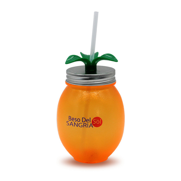 Koi 16 oz Plastic Lemon Shape Cup with Straw for Party