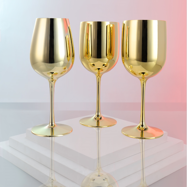 15 oz Good Quality Electroplate Plastic Red Wine Glass Goblet for Party