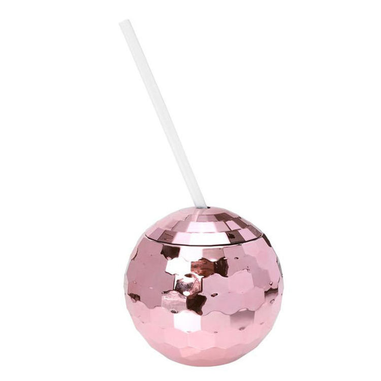 20 OZ BPA Free Plastic Cocktail Drinking Tumbler Disco Ball Cup with Lid and Straw for Wedding and Party