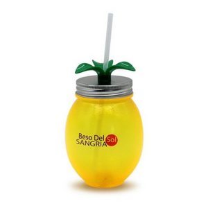 Koi 16 oz Plastic Lemon Shape Cup with Straw for Party