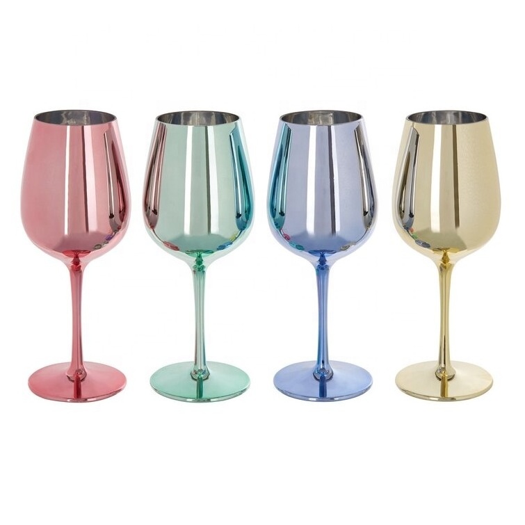 15 oz Good Quality Electroplate Plastic Red Wine Glass Goblet for Party