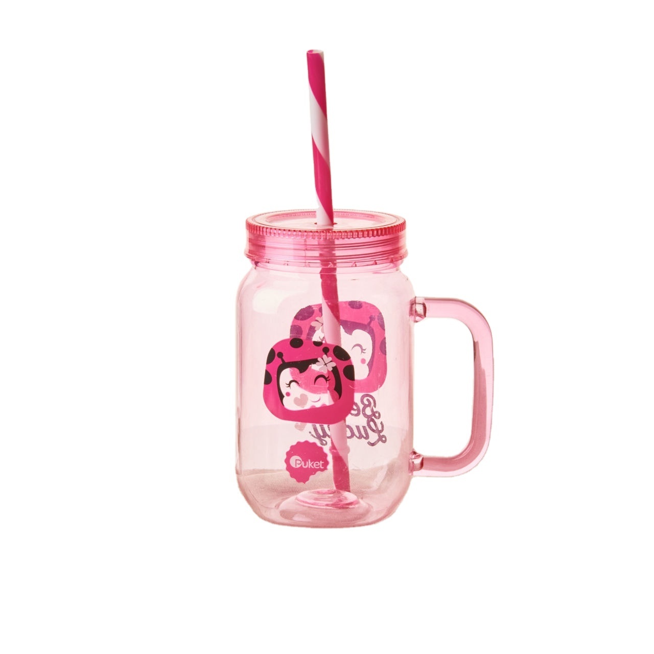 Koi 16 OZ Square Mason Jar Mugs with Handles Lids and Straws Clear Candy Jar Drinking Glasses for Kids Adults Party Daily Use