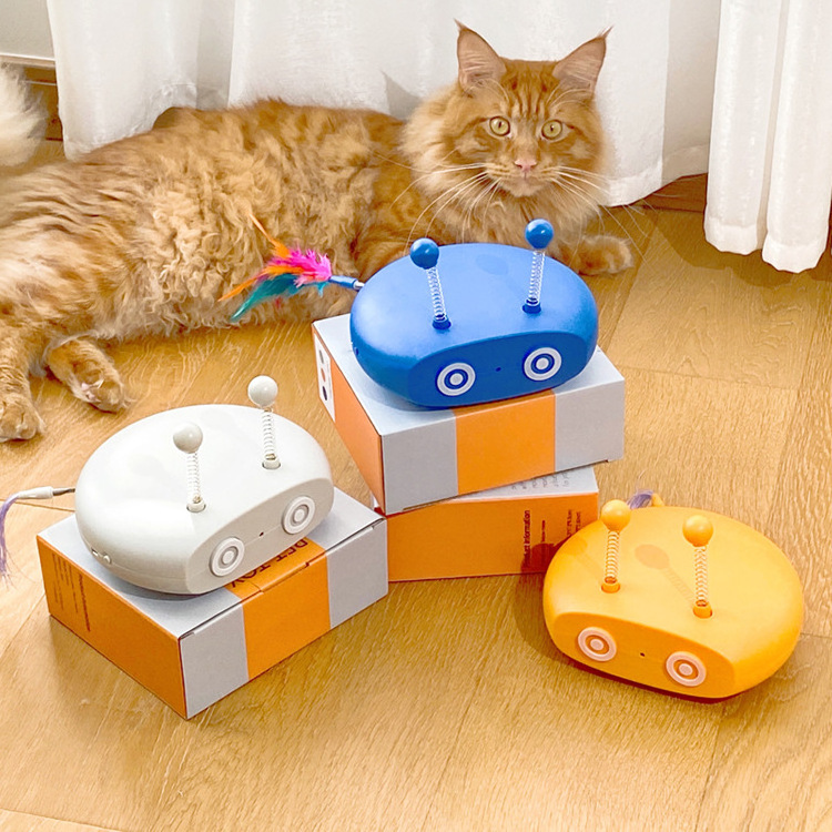 Hot Sales Multi Function Interactive Cat Toy with Laser and Feather Automatic Robotic Moving Toys for Cats