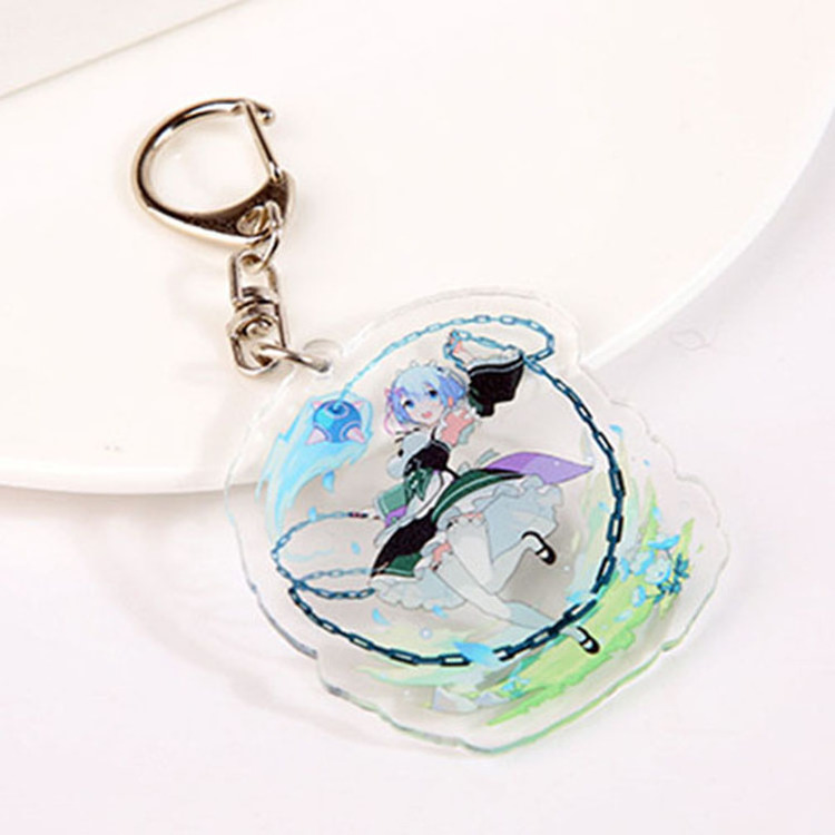 OEM promotion acrylic plastic keychain blank logo print keyring anime printed acrylic keychain