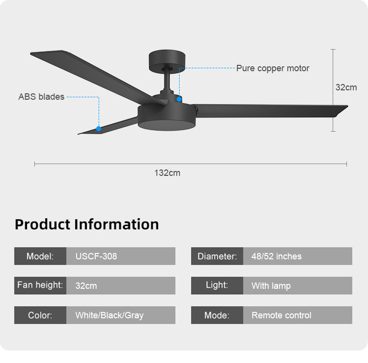 52 inch ceiling fan light 110v 220v led ceiling fans 48inch dc ceiling fan with light