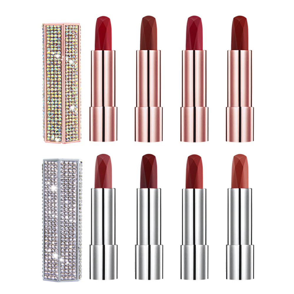 NOVO 2019 ! 8 Color Diamond Packaging Lipstick Red Makeup New Style Gem Lipstick