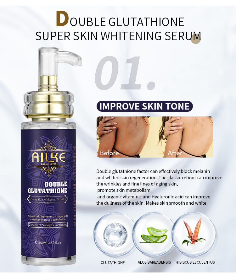 AILKE Luxurious Hydration Double-Glutathione Lotion Kojic Acid Soap Whitening Knuckles Cream  Removing Dark Spots Skin Care Set