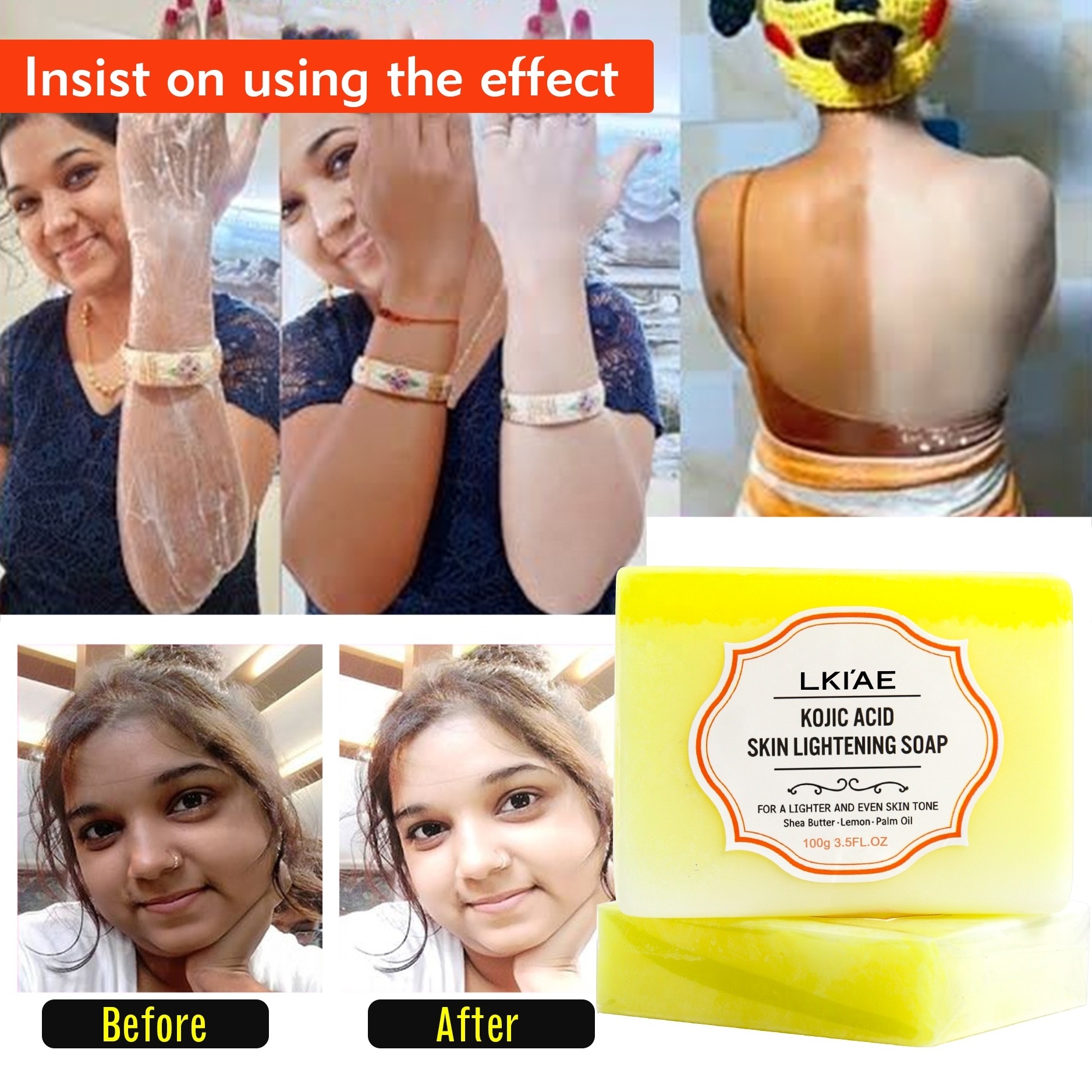 LKIAE Skin Whitening Hand Made White And Yellow Turmeric Lemon Kojic Acid 3 In 1 Soap Wholesale With Gluta