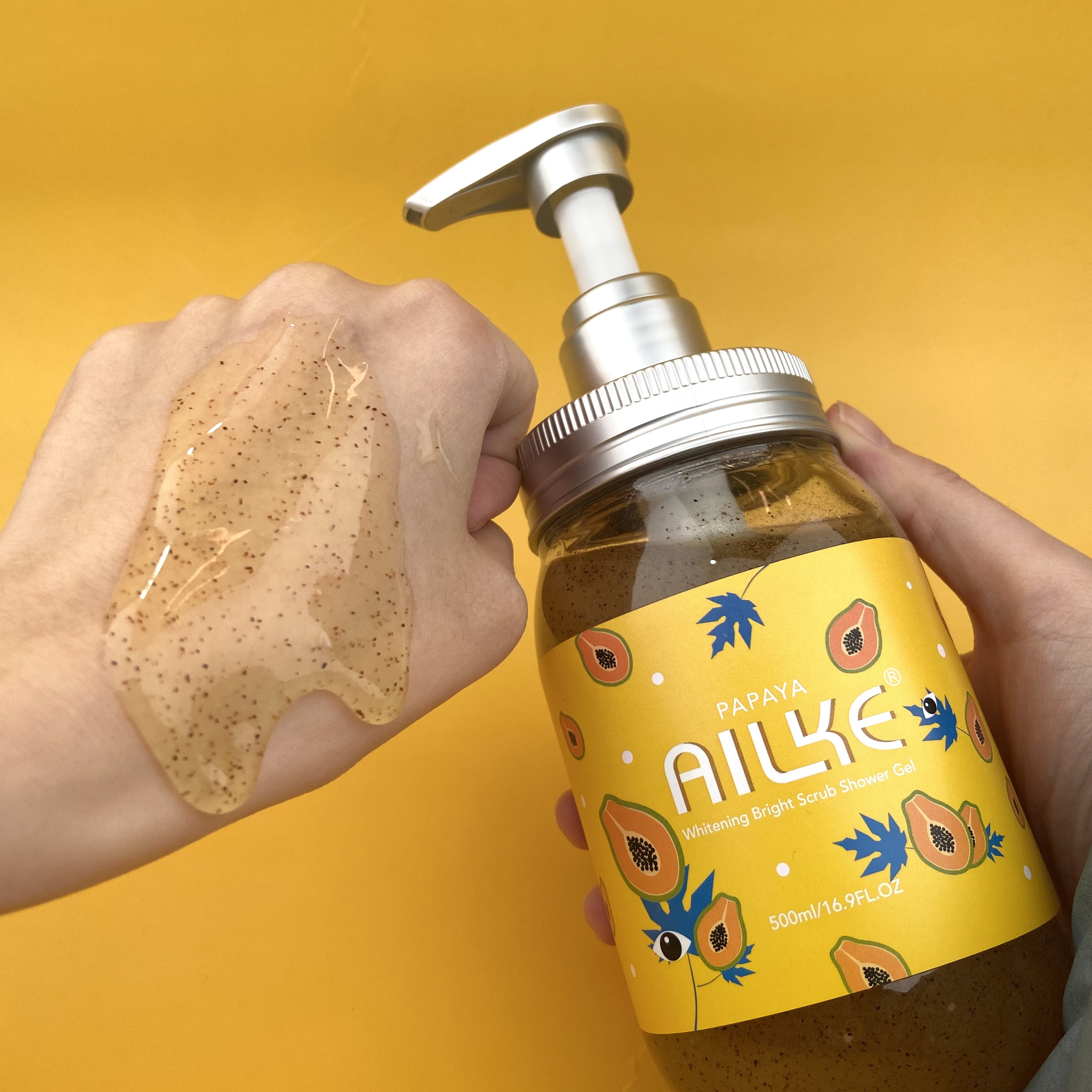 Ailke brand Papaya lightening perfume slimming body wash organic whitening body scrub shower gel