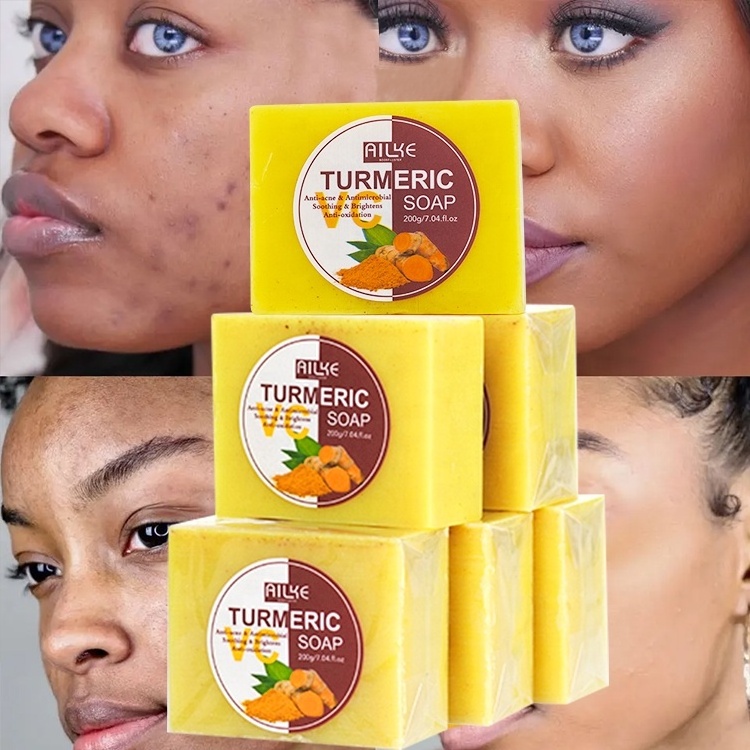 Wholesale Cleansing Acne Bath Ailke Kojic Acid Lightening Handmade Tumeric Soap Bar For Skin