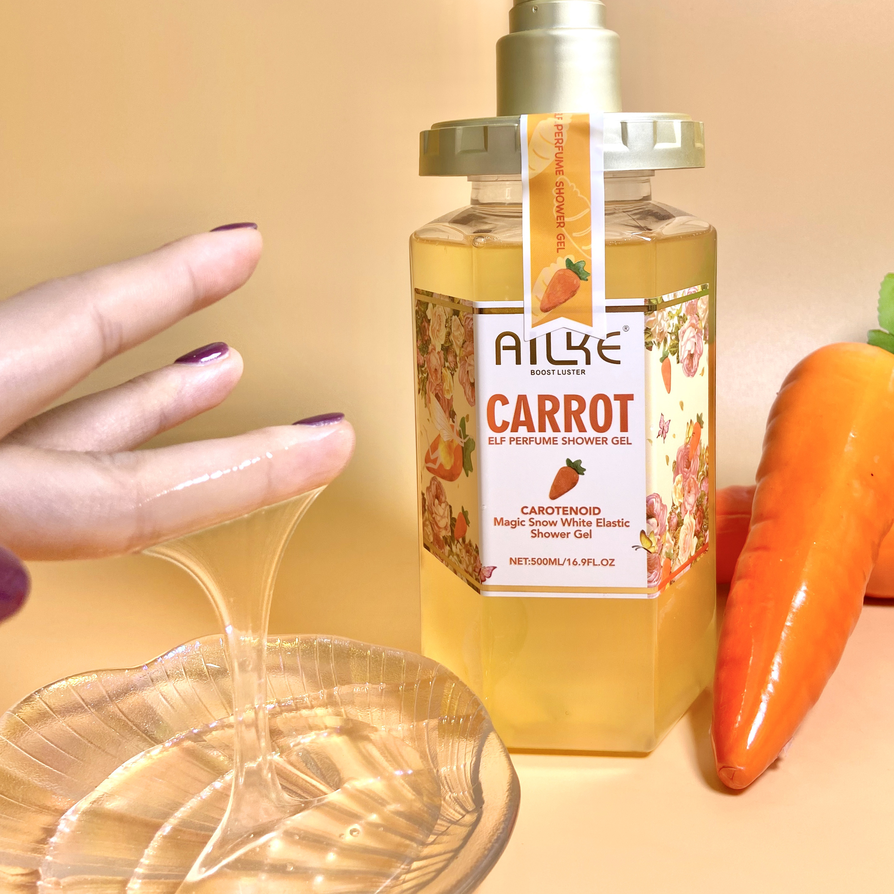 AILKE Elf Perfume Bathing Carotene Extract Skin Whitening Body Wash Liquid Soap Bath Shower Gel