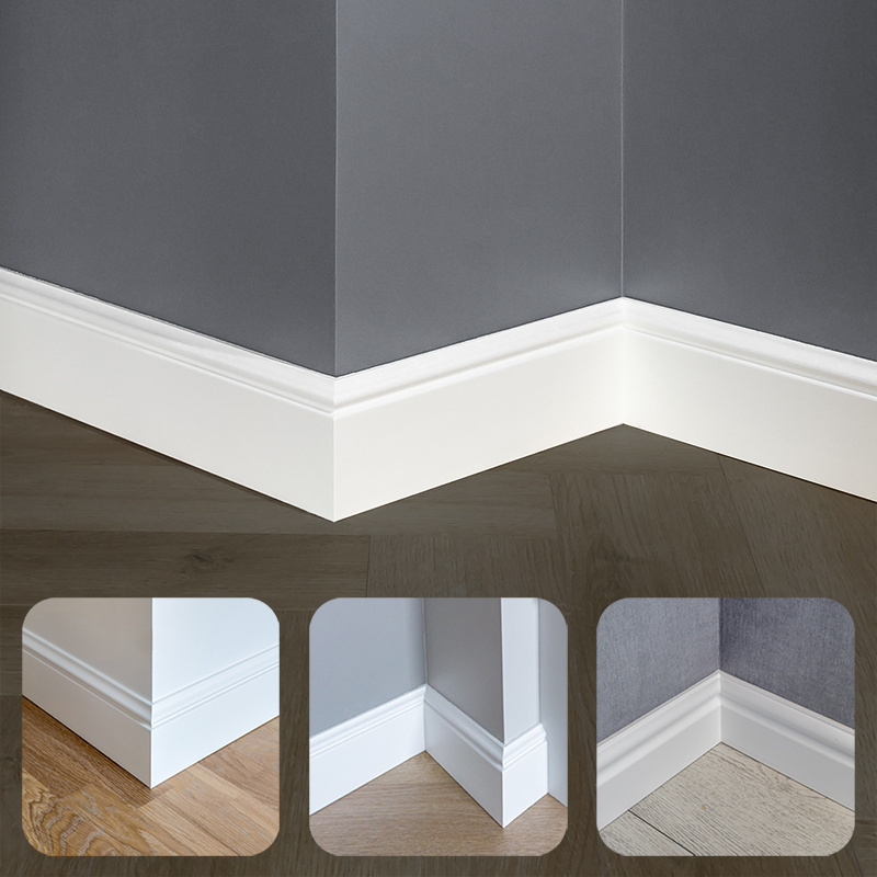 Wooden moldings white primer floor skirting colonial baseboards skirting board mdf baseboard