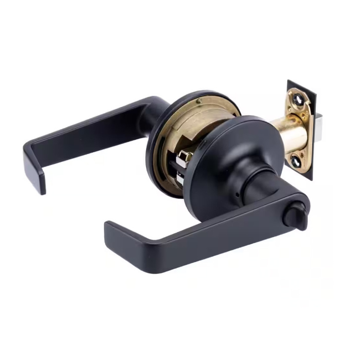 Black Matte Square Lever Bathroom Handle Door Lock