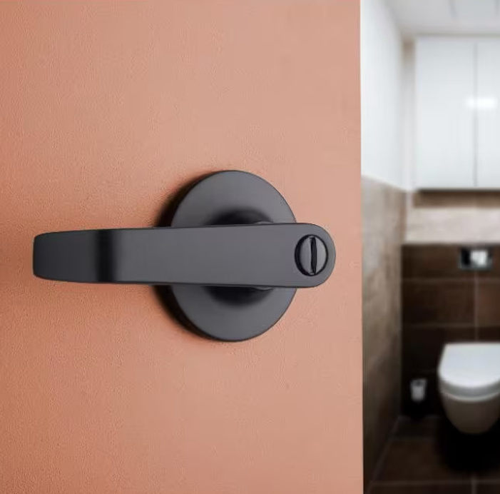 Black Matte Square Lever Bathroom Handle Door Lock