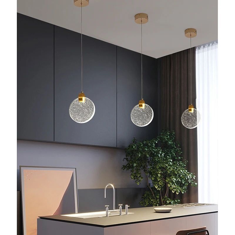 Lamp 1-Light Crystal Pendant Lighting In Gold Finish Modern Hanging LED Pendant Light Fixtures For Kitchen Island Dining Room L