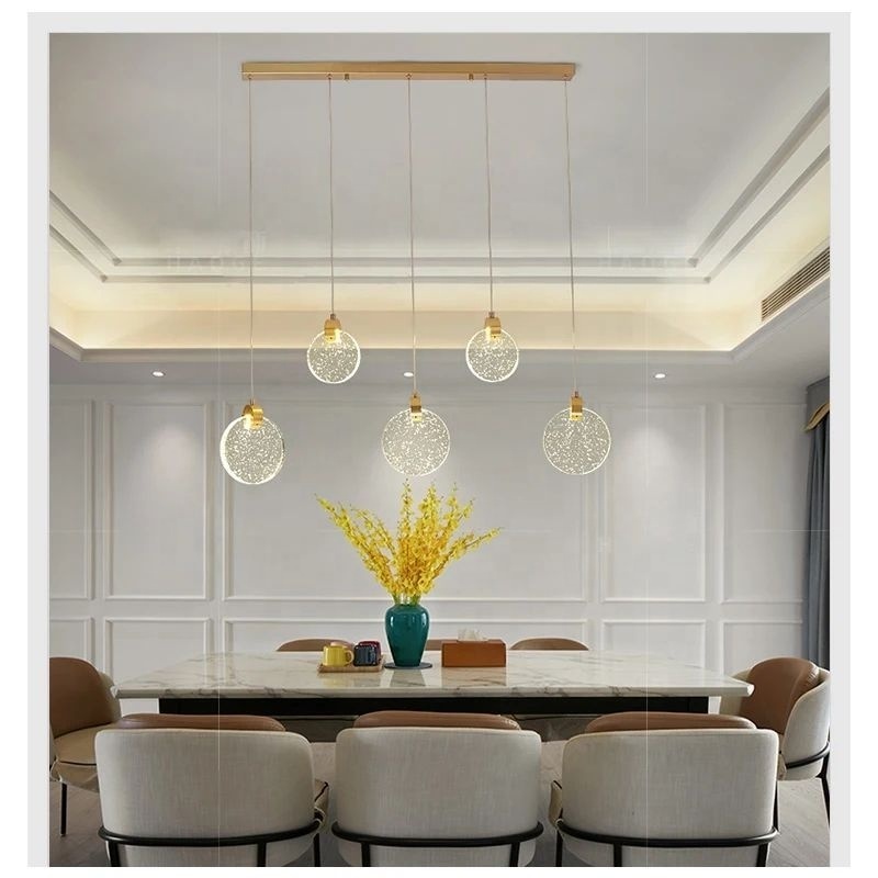 Lamp 1-Light Crystal Pendant Lighting In Gold Finish Modern Hanging LED Pendant Light Fixtures For Kitchen Island Dining Room L