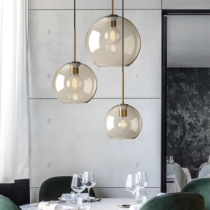 Nordic Modern Hanging Loft Glass lustre Pendant Light Industrial Decor Lights Fixtures E27/E26 For Kitchen Restaurant Lamp