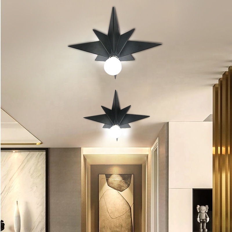 Flush Mount Ceiling Light Satin Nickel Star Light Fixtures Ceiling for Hallway Entryway Study Room Bedroom