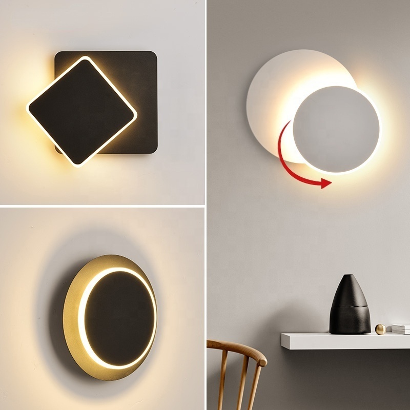 Moon LED Wall Lamp For Bedroom Living Room Wall Lights 360 Degrees Rotatable White and Black Painted Metal 9w Fixtures