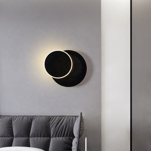 Moon LED Wall Lamp For Bedroom Living Room Wall Lights 360 Degrees Rotatable White and Black Painted Metal 9w Fixtures