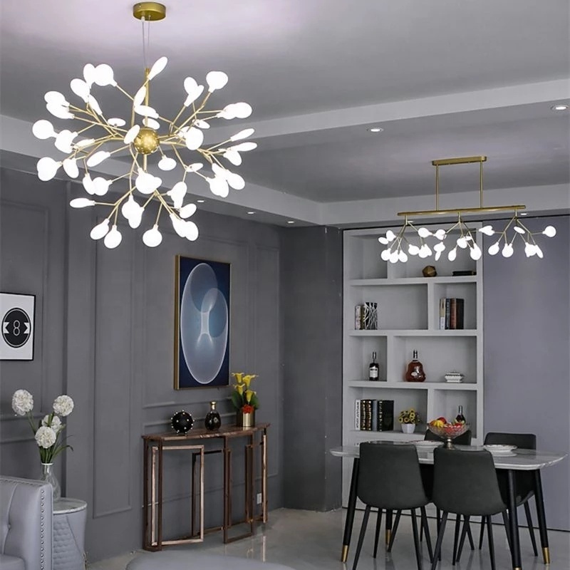 Modern Nordic LED Chandelier For Living Room Dining Room Kitchen Bedroom Ceiling Pendant Lamp Gold Firefly Design Hanging Light