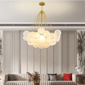 Nordic Frosted Glass Ball Chandeliers Children's Room Modern Hanging Lamps Dinning Living Room Gold Black LED Lighting Fixtures