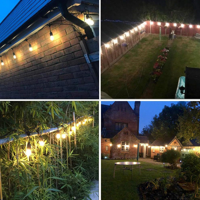 10m 15m 20m Outdoor Waterproof Light String Garden Decorative Light String Socket E27 Bulb S14 Outdoor Light Strings