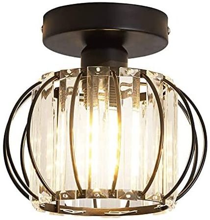 Semi Flush Mount Ceiling Light Fixture Antique Small Crystal Chandelier, Bathroom Hallway Cafe Bar Porch Hall Indoor Lighting