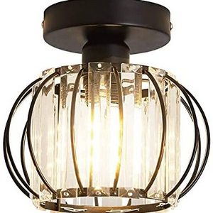 Semi Flush Mount Ceiling Light Fixture Antique Small Crystal Chandelier, Bathroom Hallway Cafe Bar Porch Hall Indoor Lighting