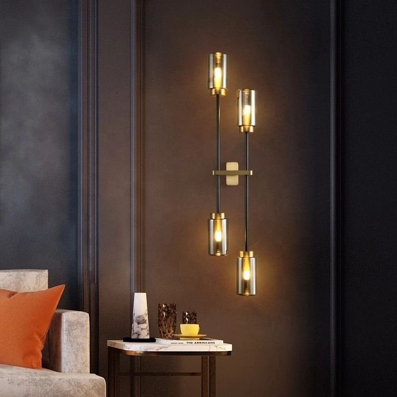 Modern Copper Wall Light Living Room Glass Sconce LED Wall Lamp Vintage Light Fixture Bedroom/Kitchen/Villa Lampara